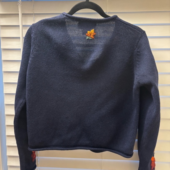 Like New Women's Fall Leaf Embroidered Knit Cardigan Sweater Size PP - Picture 7 of 8